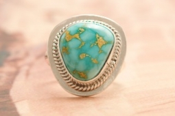 Genuine Battle Mountain Turquoise Native American Sterling Silver Ring